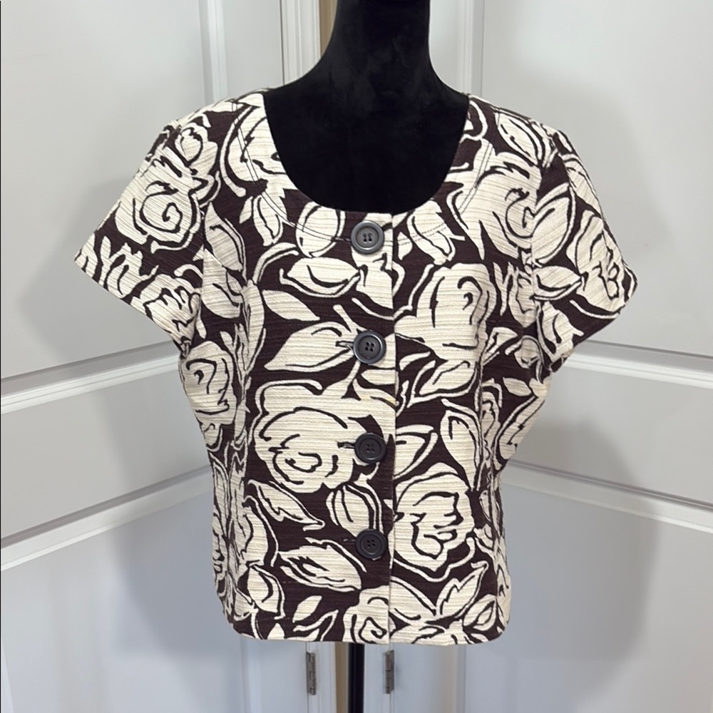 Style & Co Black and White Boxy Buttoned Blouse